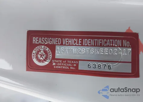 2019 Ford F-250 Lariat z USA, uszkodzony, nr VIN 1FT7W2BT6KEE02417